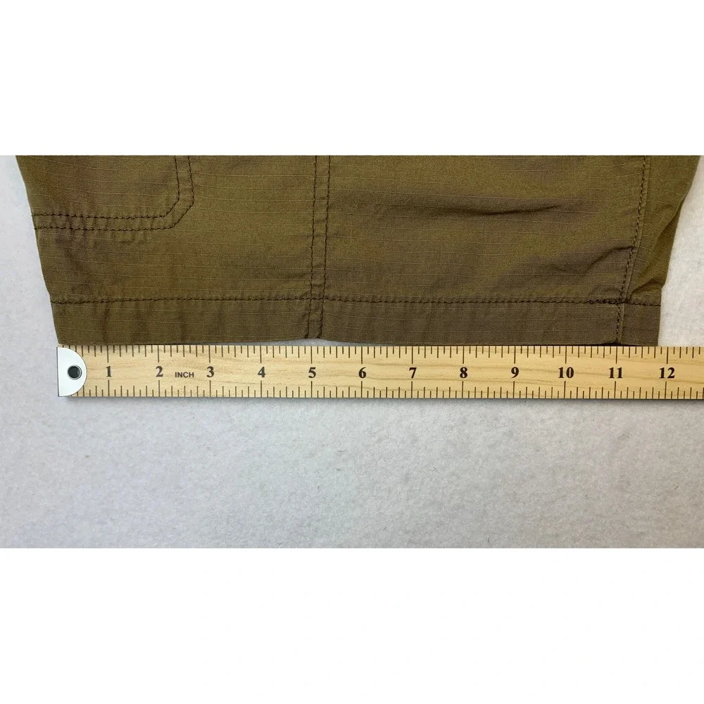 Eddie Bauer Cargo Shorts Womens 14 Olive‎ Green Ripstop Cotton Hiking Shorts 7